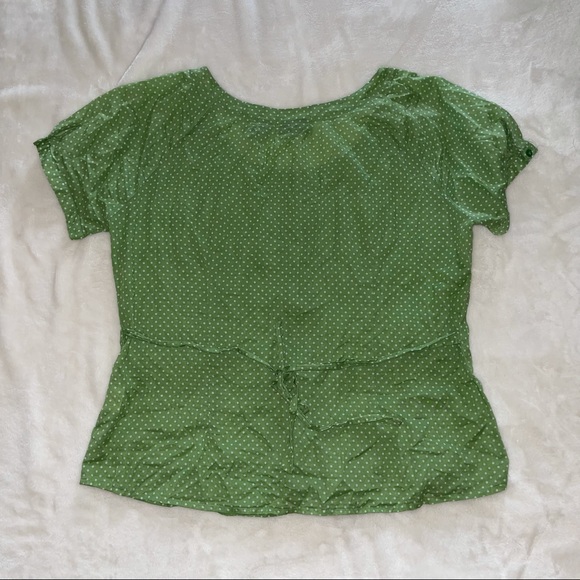 Apostrophe polka dot button down peasant top - Picture 3 of 3